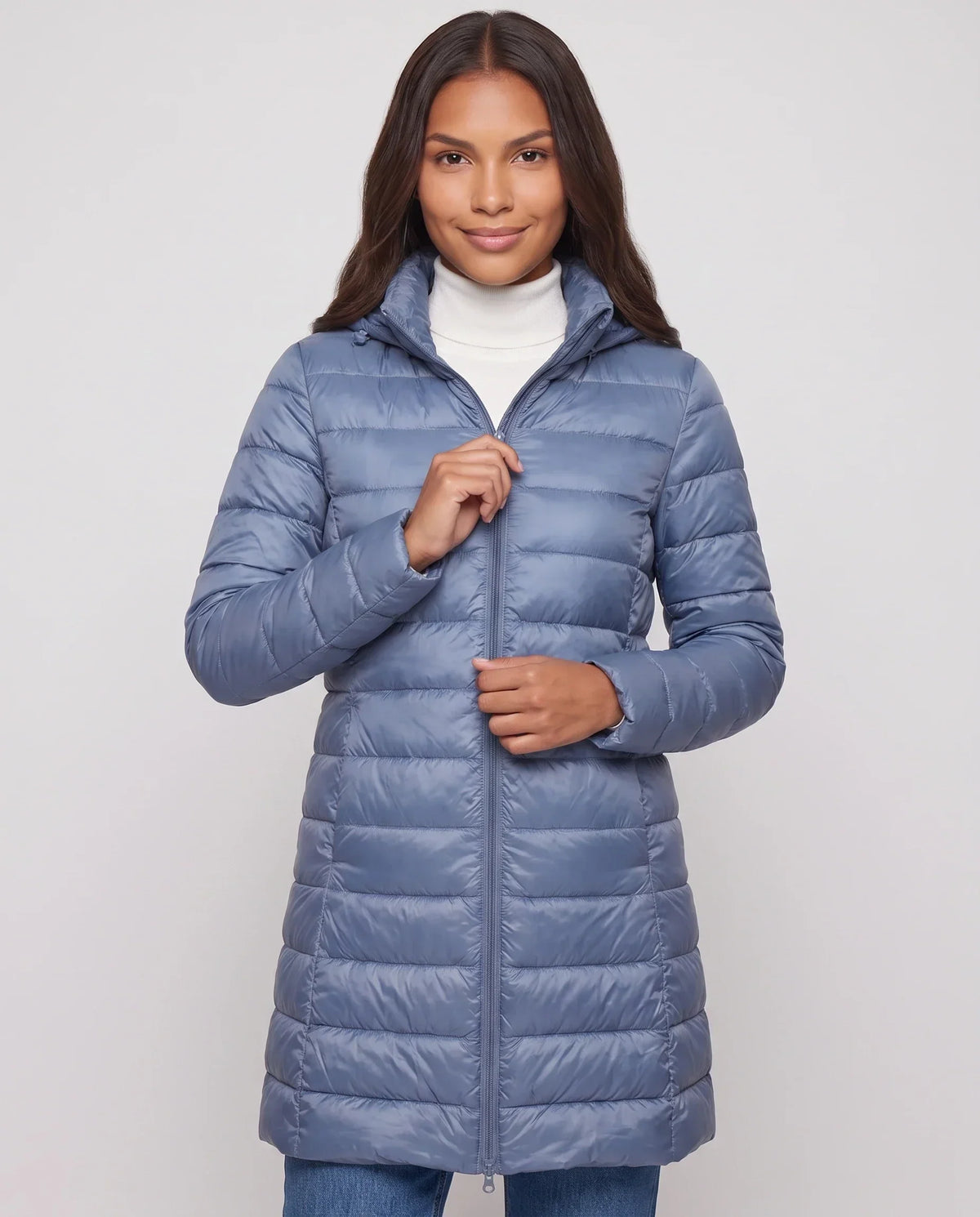 Lightweight Fitted Puffer Jacket with Detachable Hood