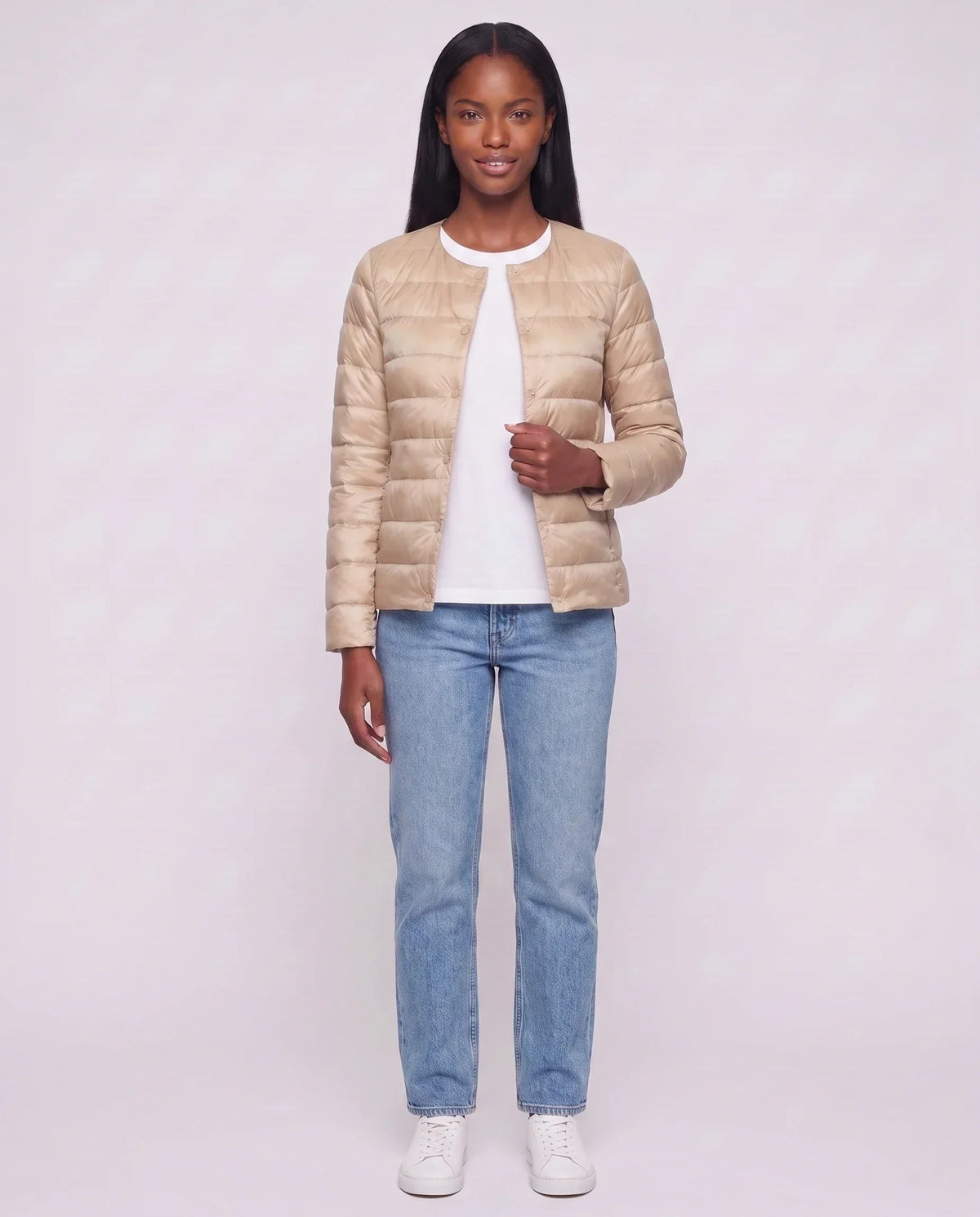 Lightweight Puffer Jacket with Convertible Collar