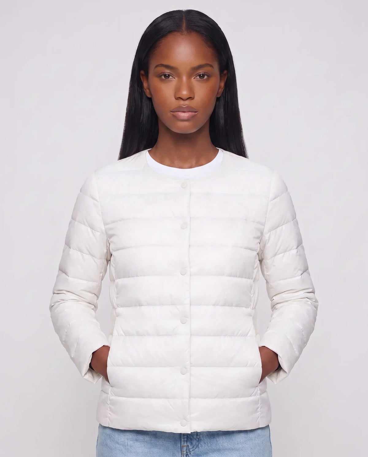 Lightweight Puffer Jacket with Convertible Collar