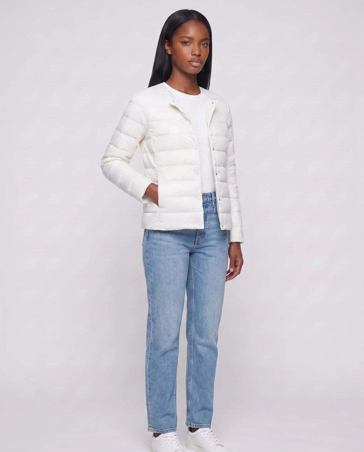 Lightweight Puffer Jacket with Convertible Collar