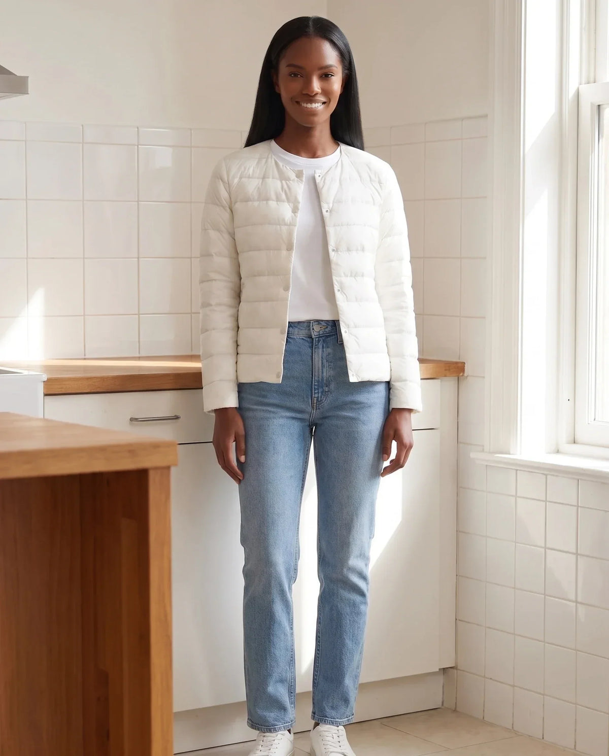 Lightweight Puffer Jacket with Convertible Collar