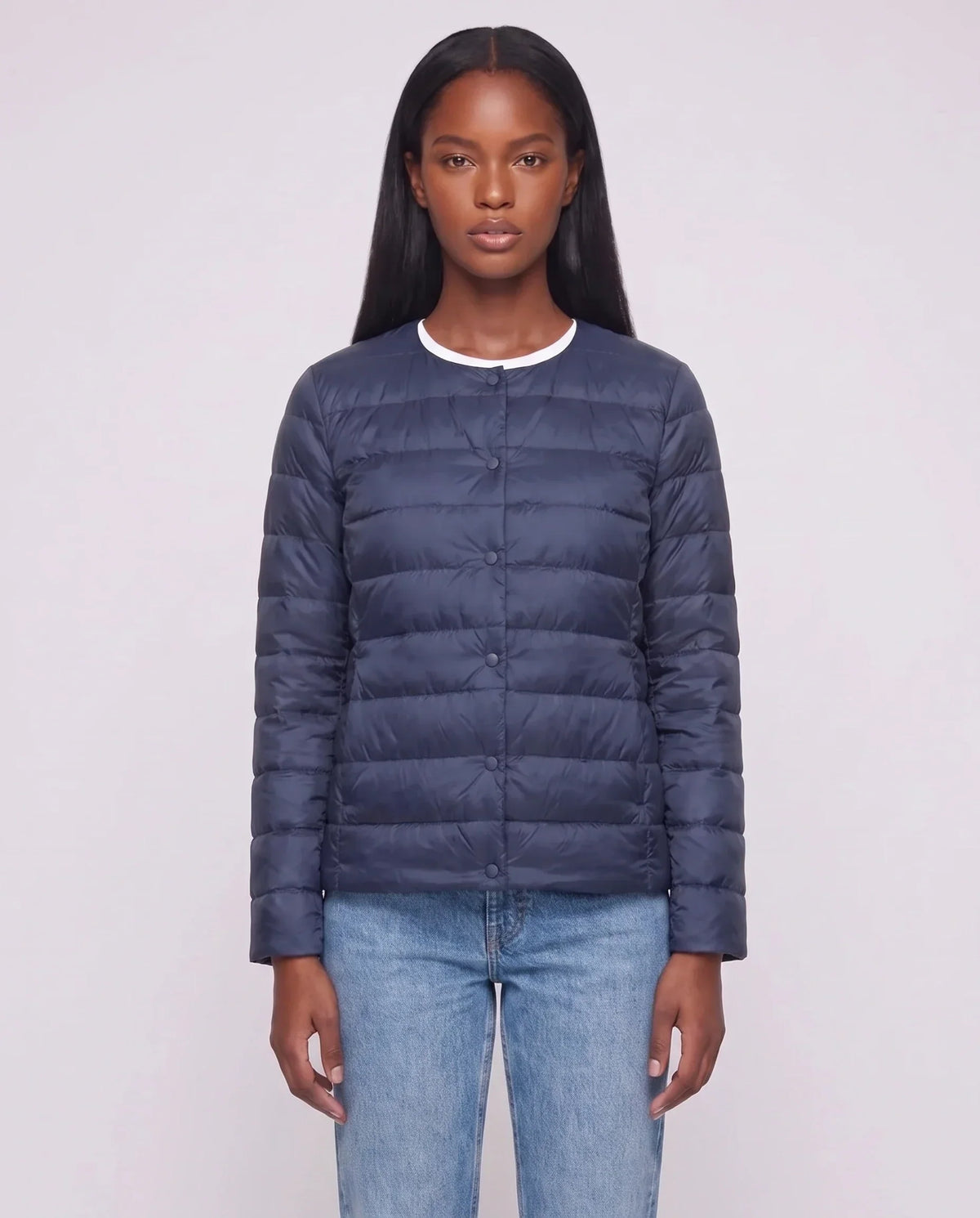 Lightweight Puffer Jacket with Convertible Collar