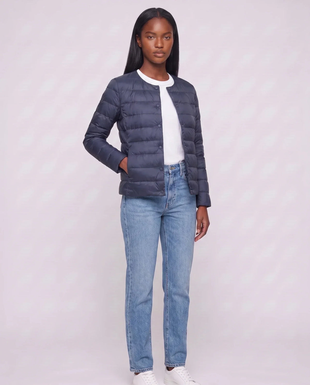 Lightweight Puffer Jacket with Convertible Collar