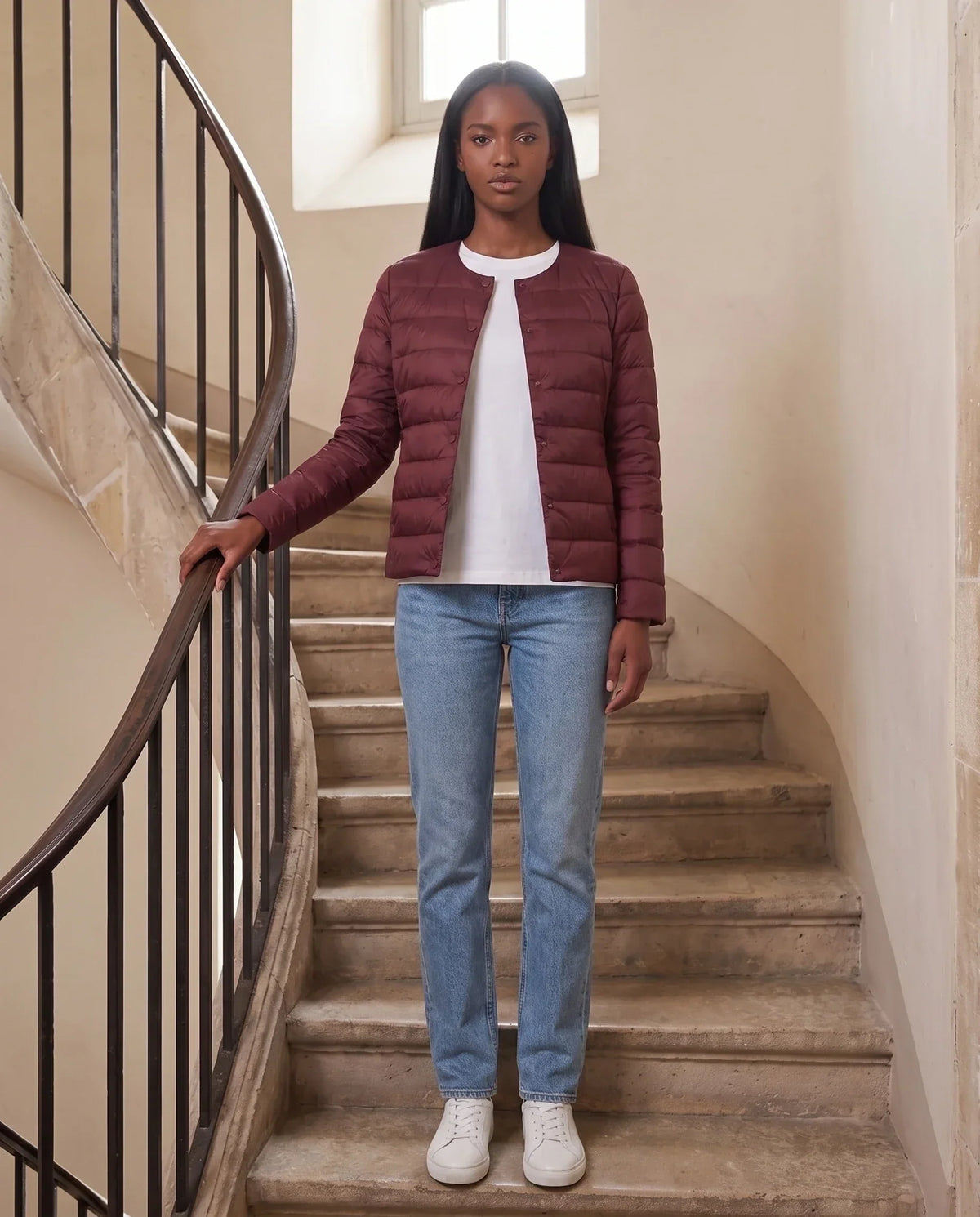 Lightweight Puffer Jacket with Convertible Collar