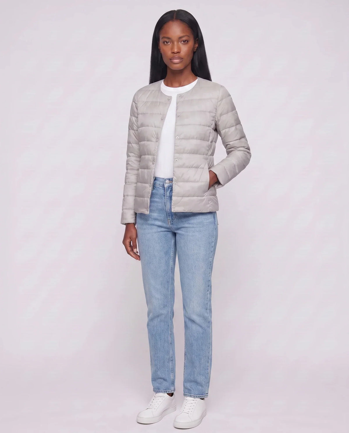 Lightweight Puffer Jacket with Convertible Collar
