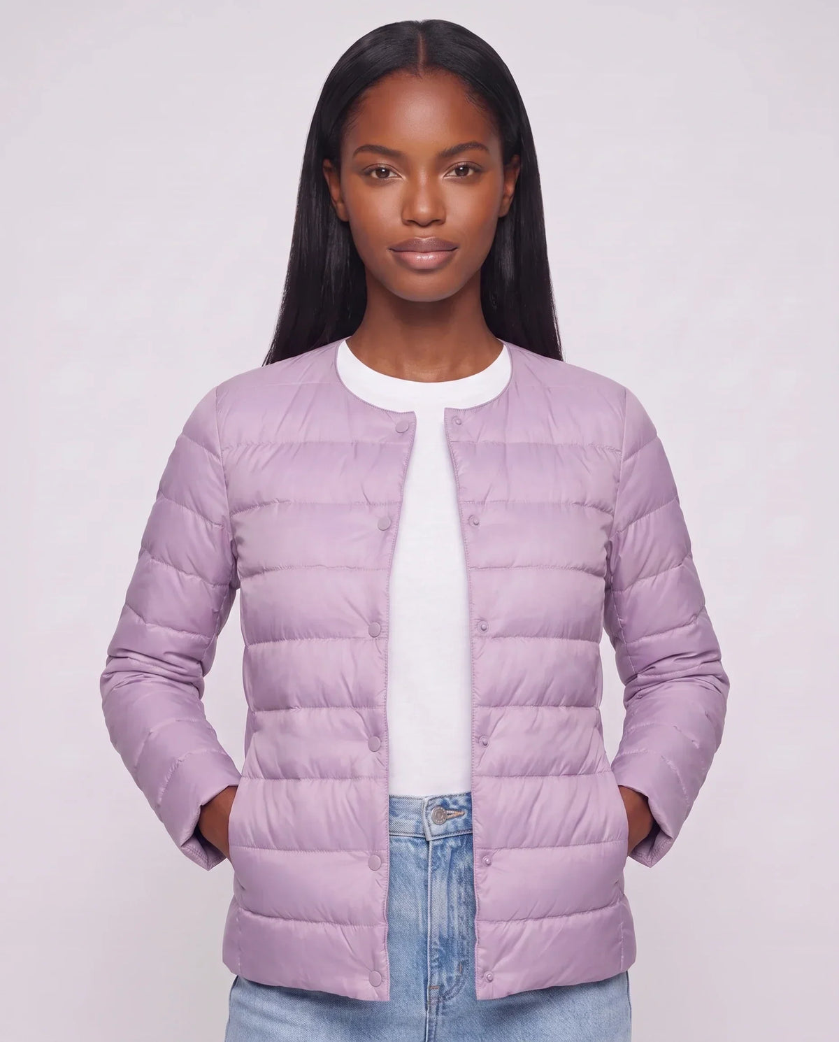 Lightweight Puffer Jacket with Convertible Collar