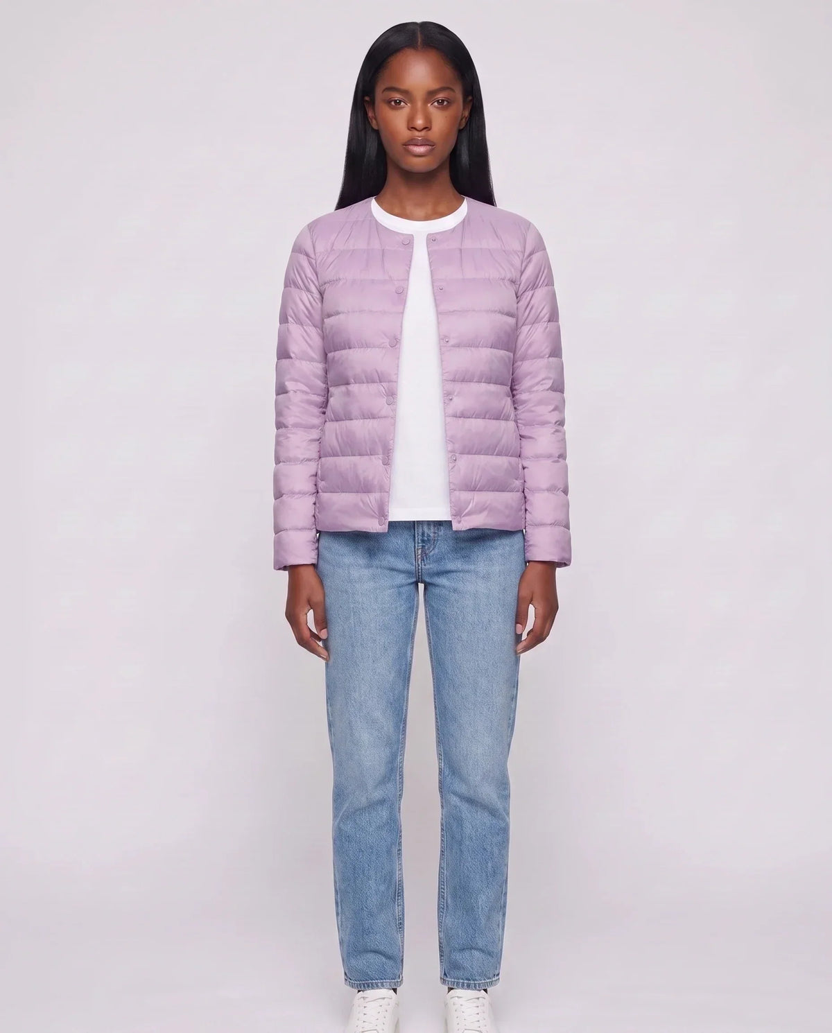 Lightweight Puffer Jacket with Convertible Collar