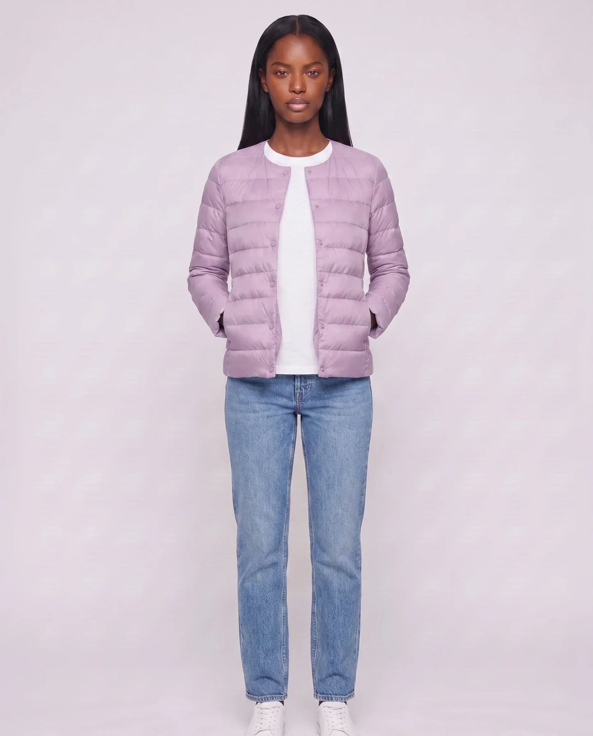 Lightweight Puffer Jacket with Convertible Collar