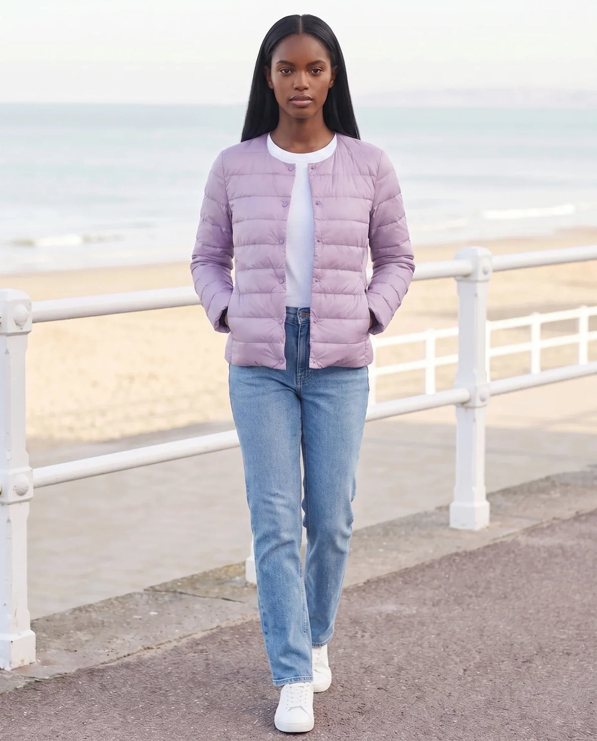 Lightweight Puffer Jacket with Convertible Collar