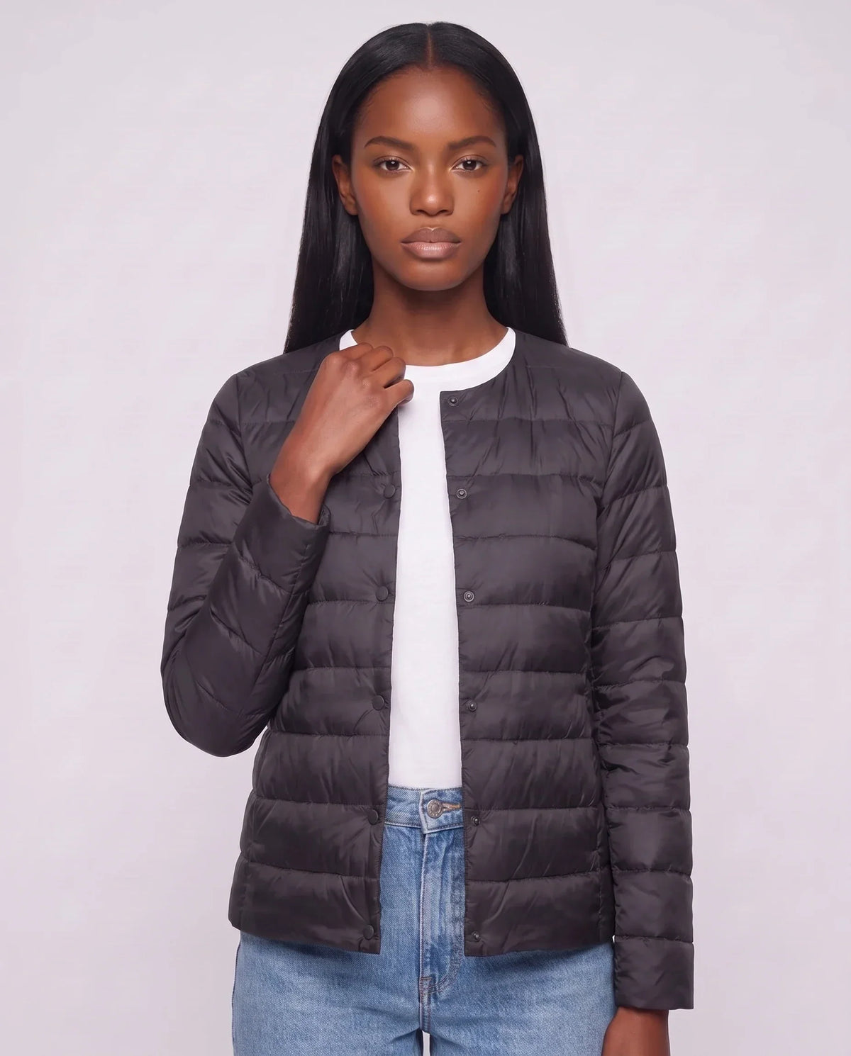 Lightweight Puffer Jacket with Convertible Collar