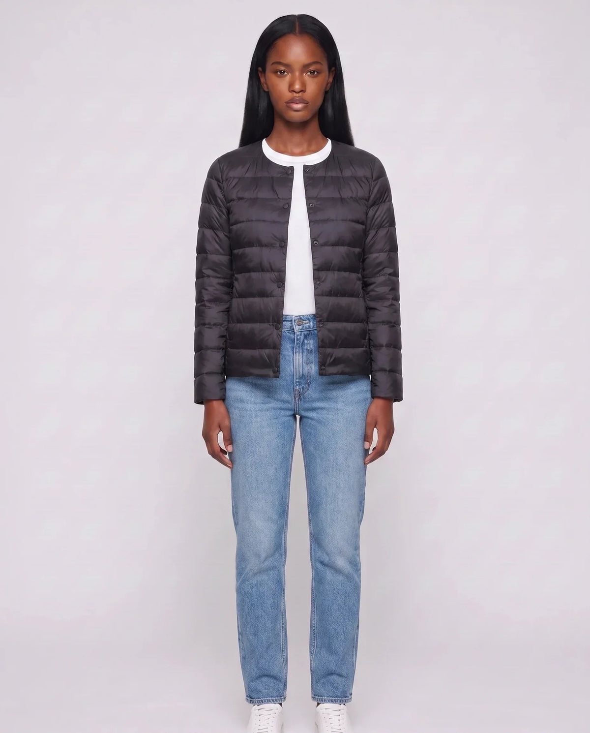 Lightweight Puffer Jacket with Convertible Collar