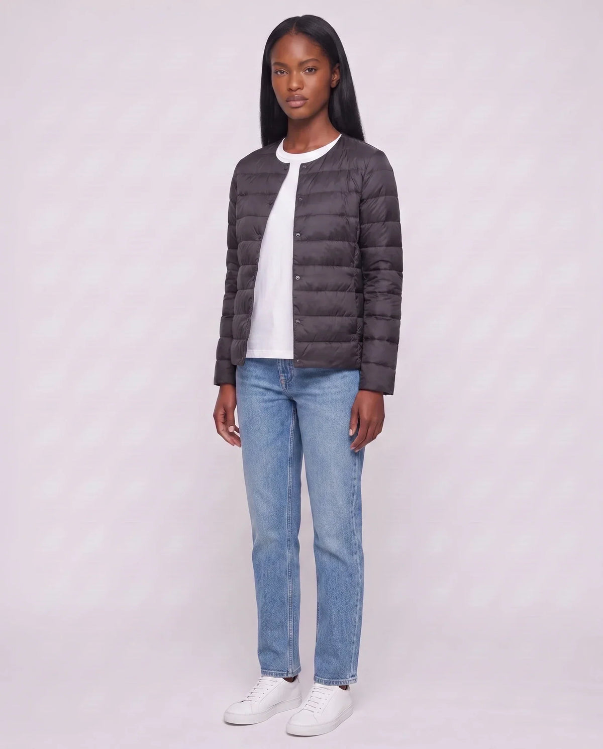 Lightweight Puffer Jacket with Convertible Collar