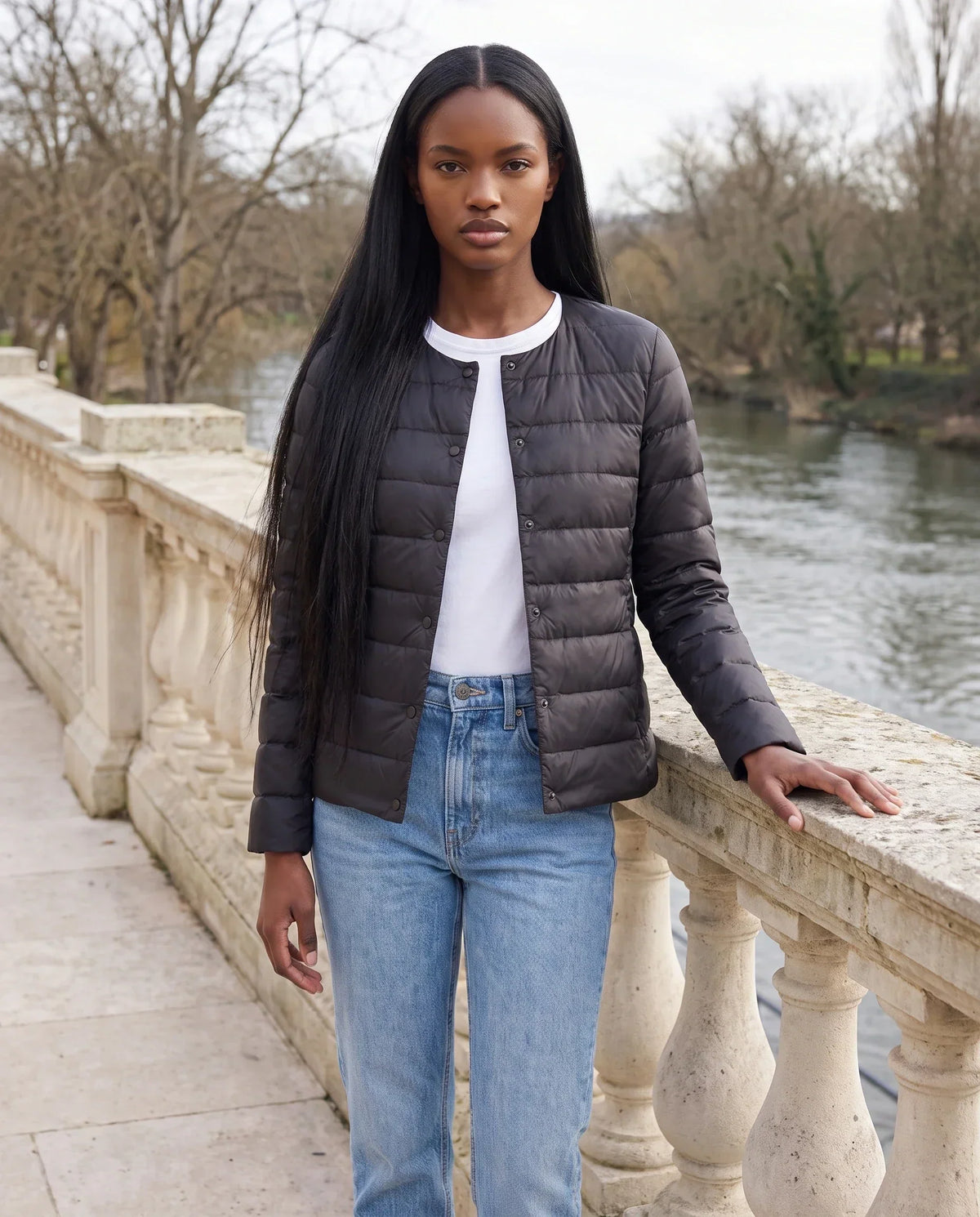 Lightweight Puffer Jacket with Convertible Collar