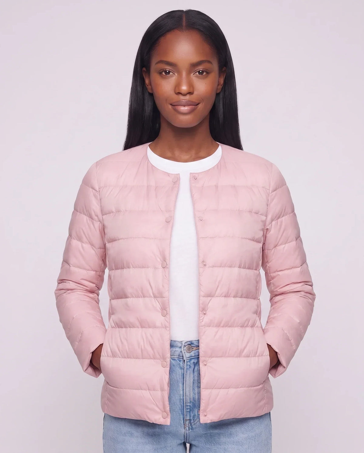 Lightweight Puffer Jacket with Convertible Collar