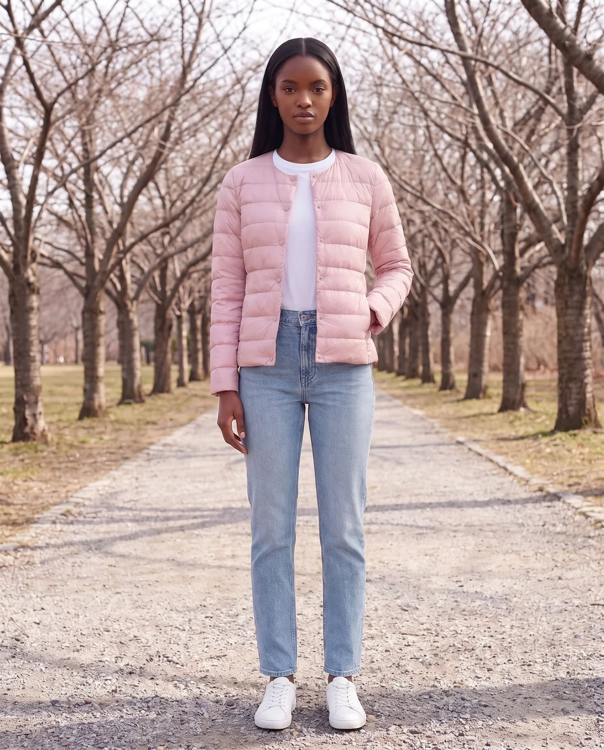 Lightweight Puffer Jacket with Convertible Collar