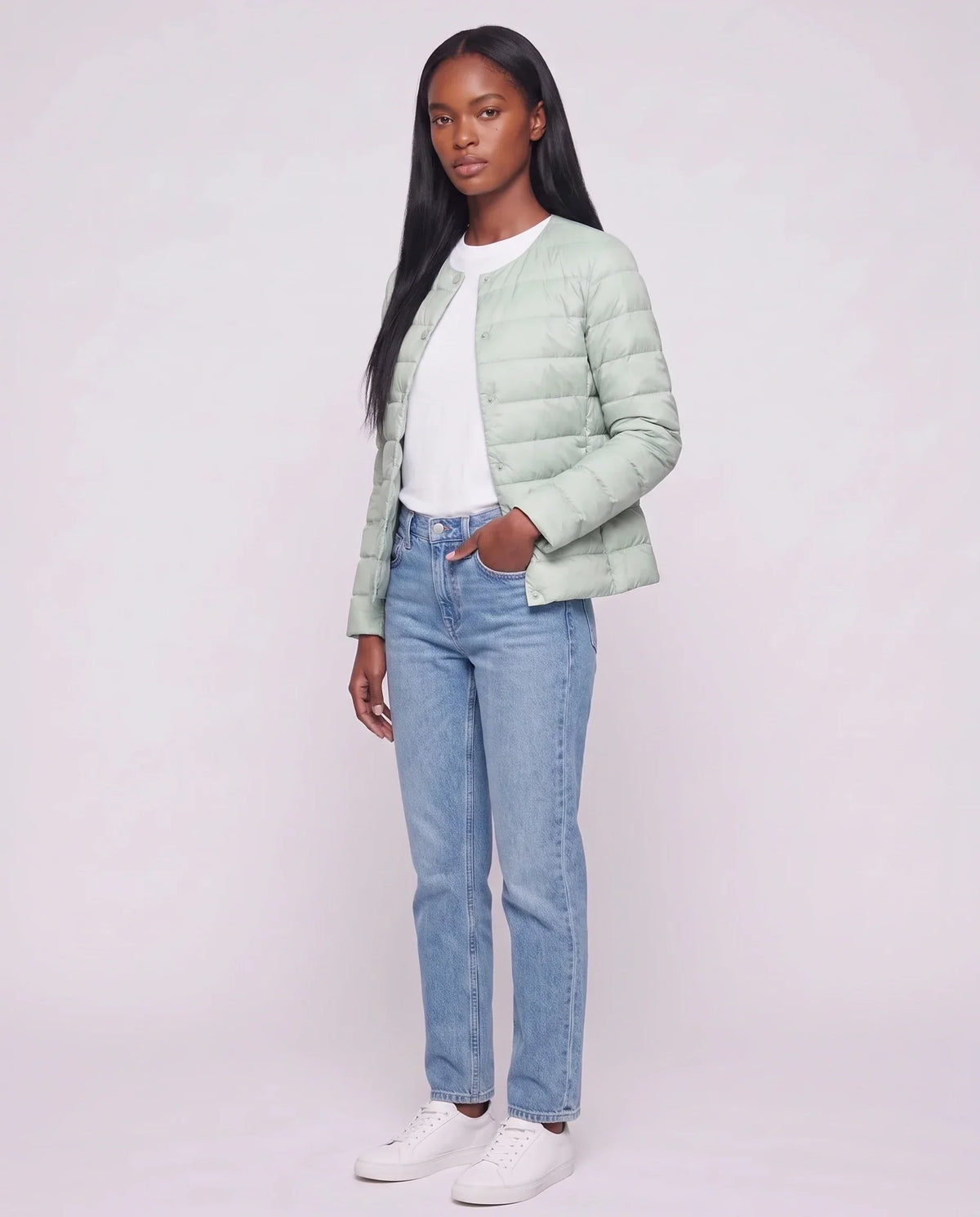 Lightweight Puffer Jacket with Convertible Collar