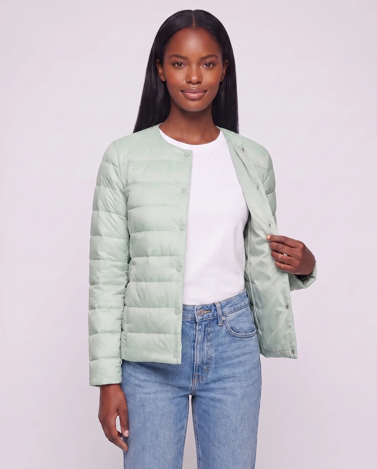 Lightweight Puffer Jacket with Convertible Collar