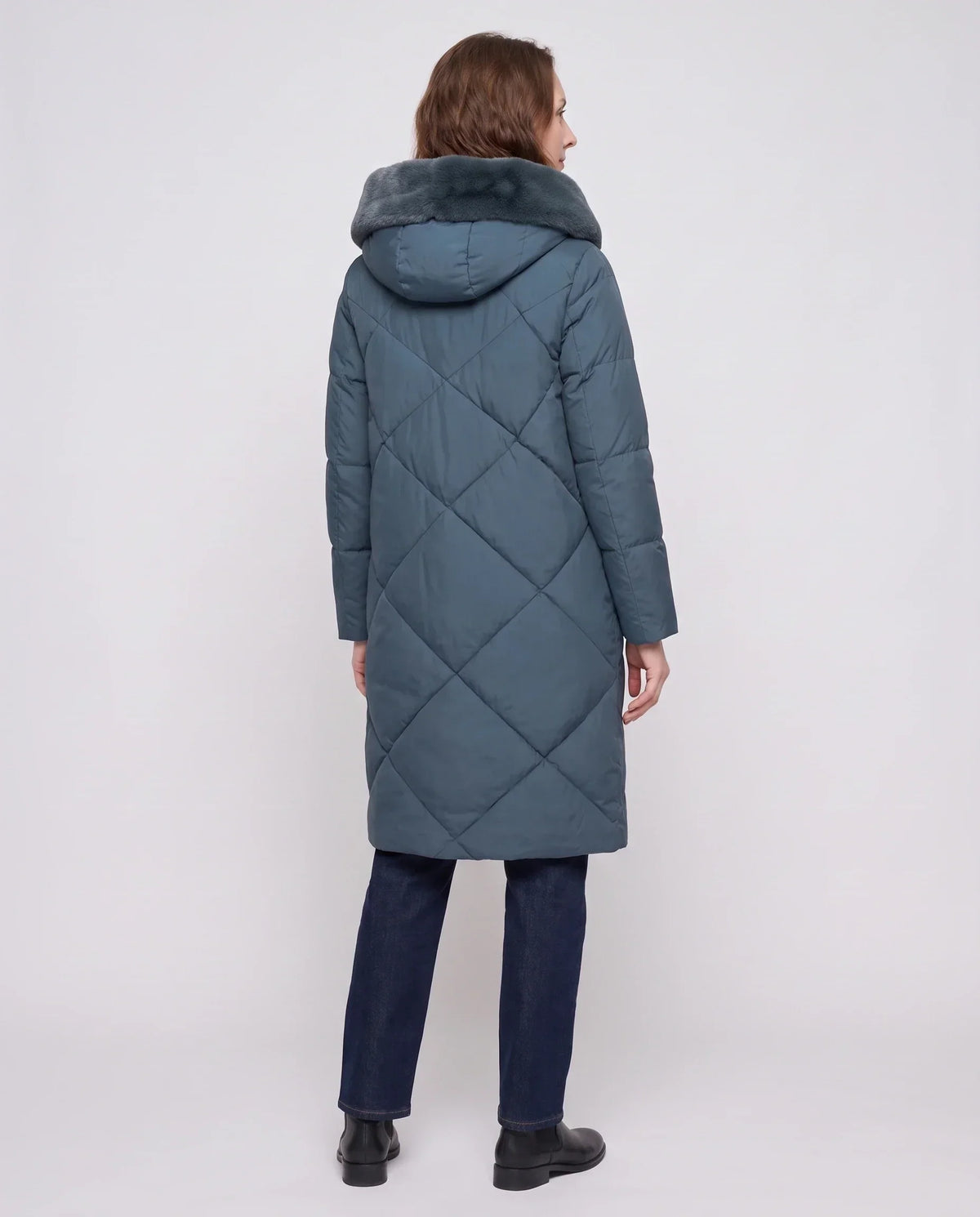 Long Puffer Jacket with Faux Fur-Lined Hood