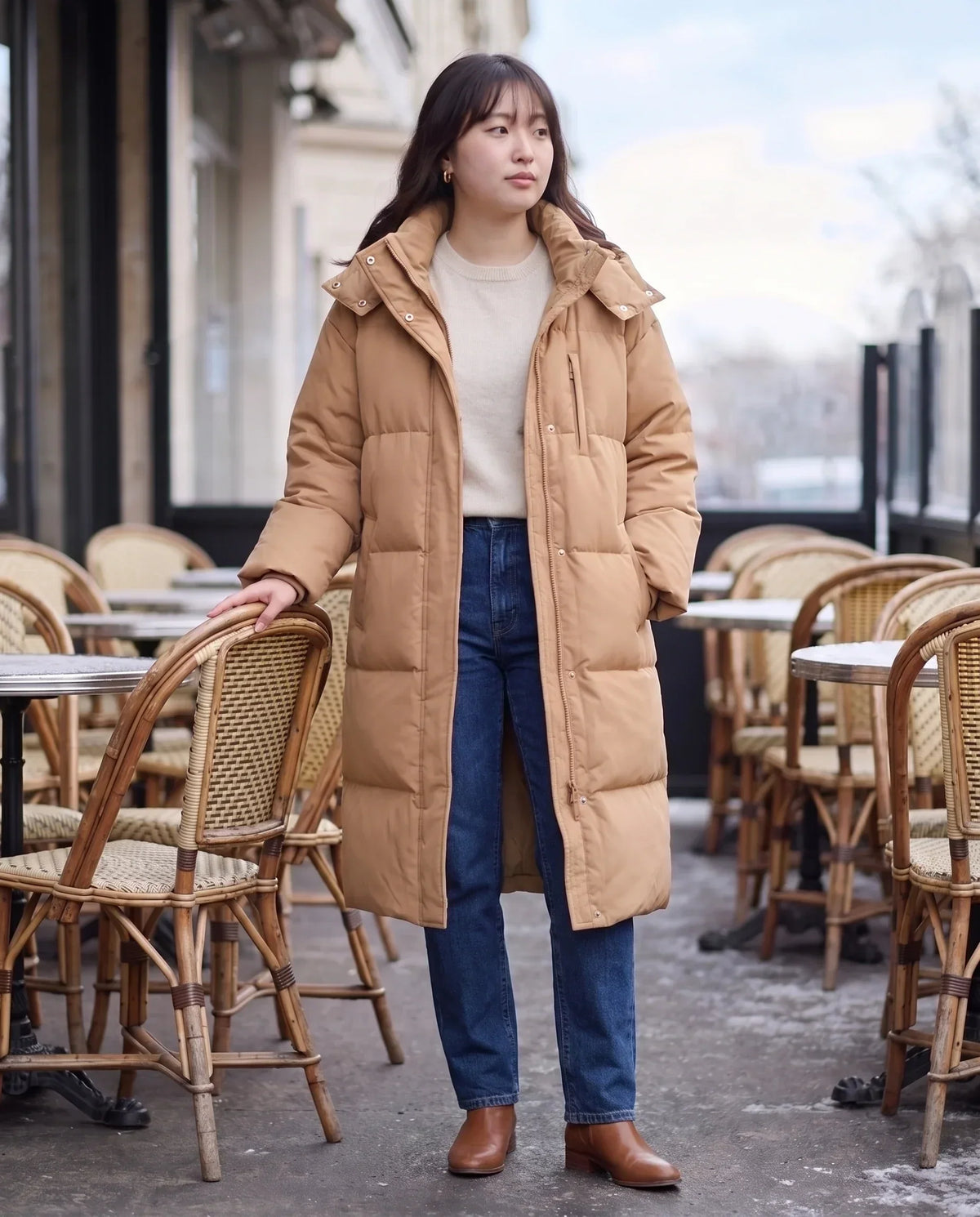 Long Oversized Hooded Puffer Jacket