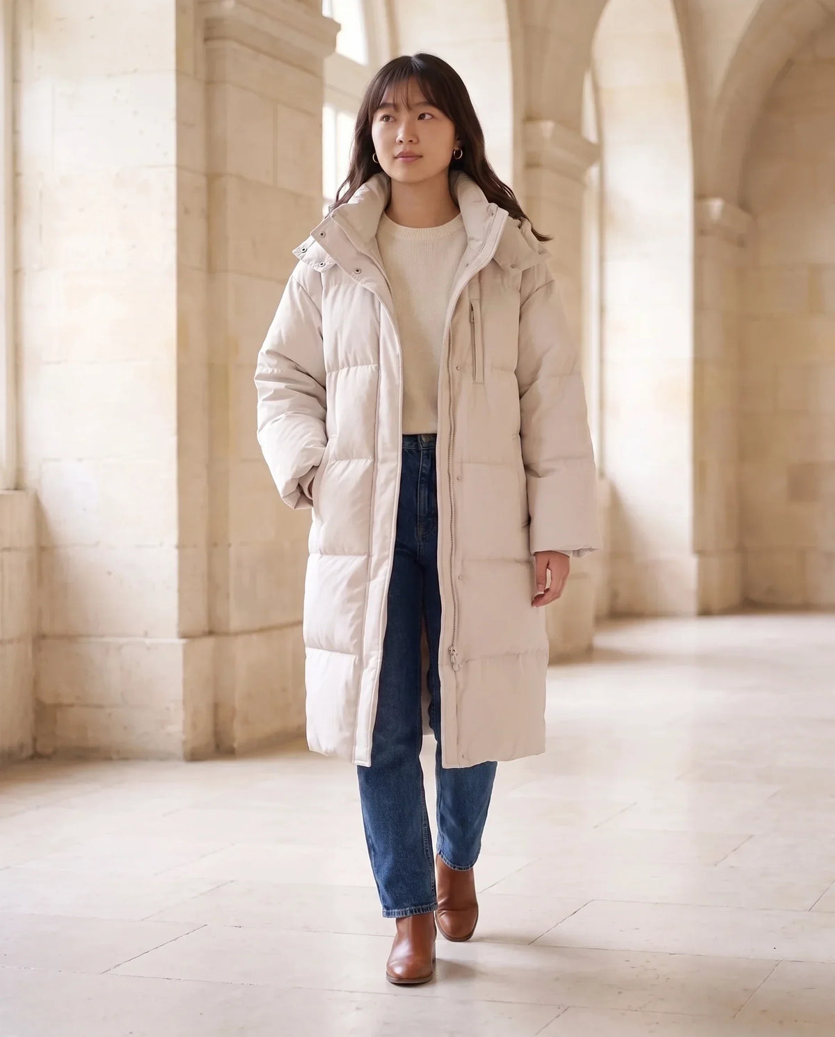 Long Oversized Hooded Puffer Jacket