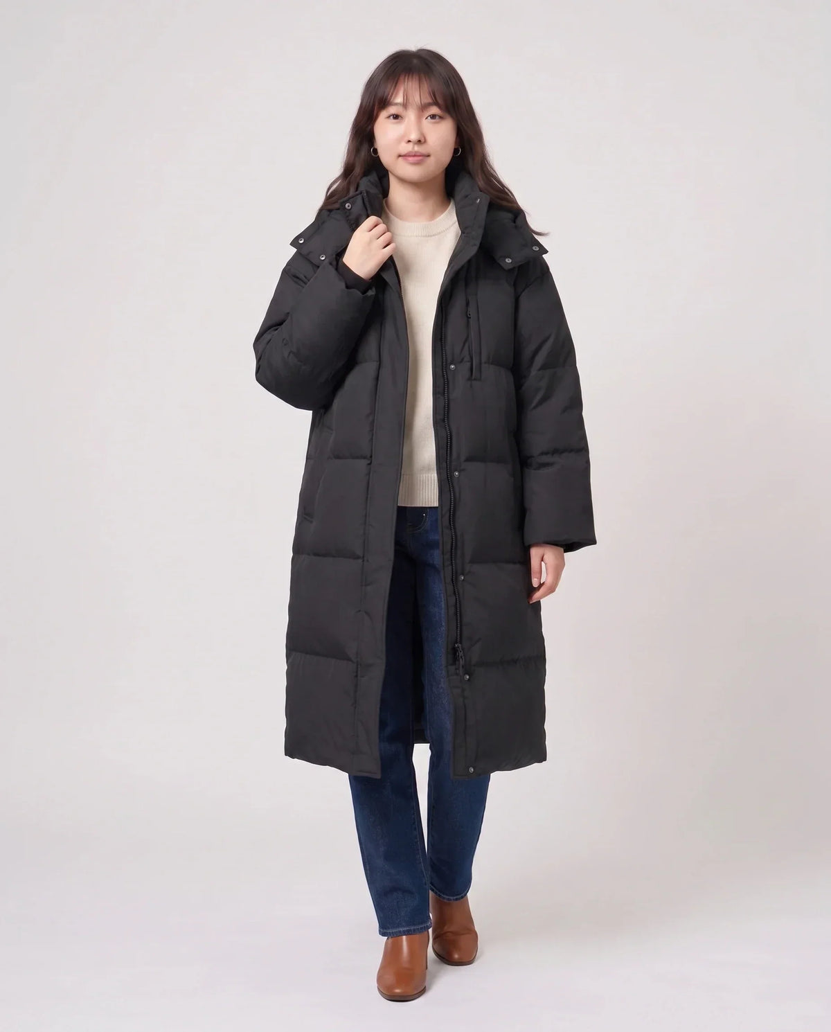 Long Oversized Hooded Puffer Jacket
