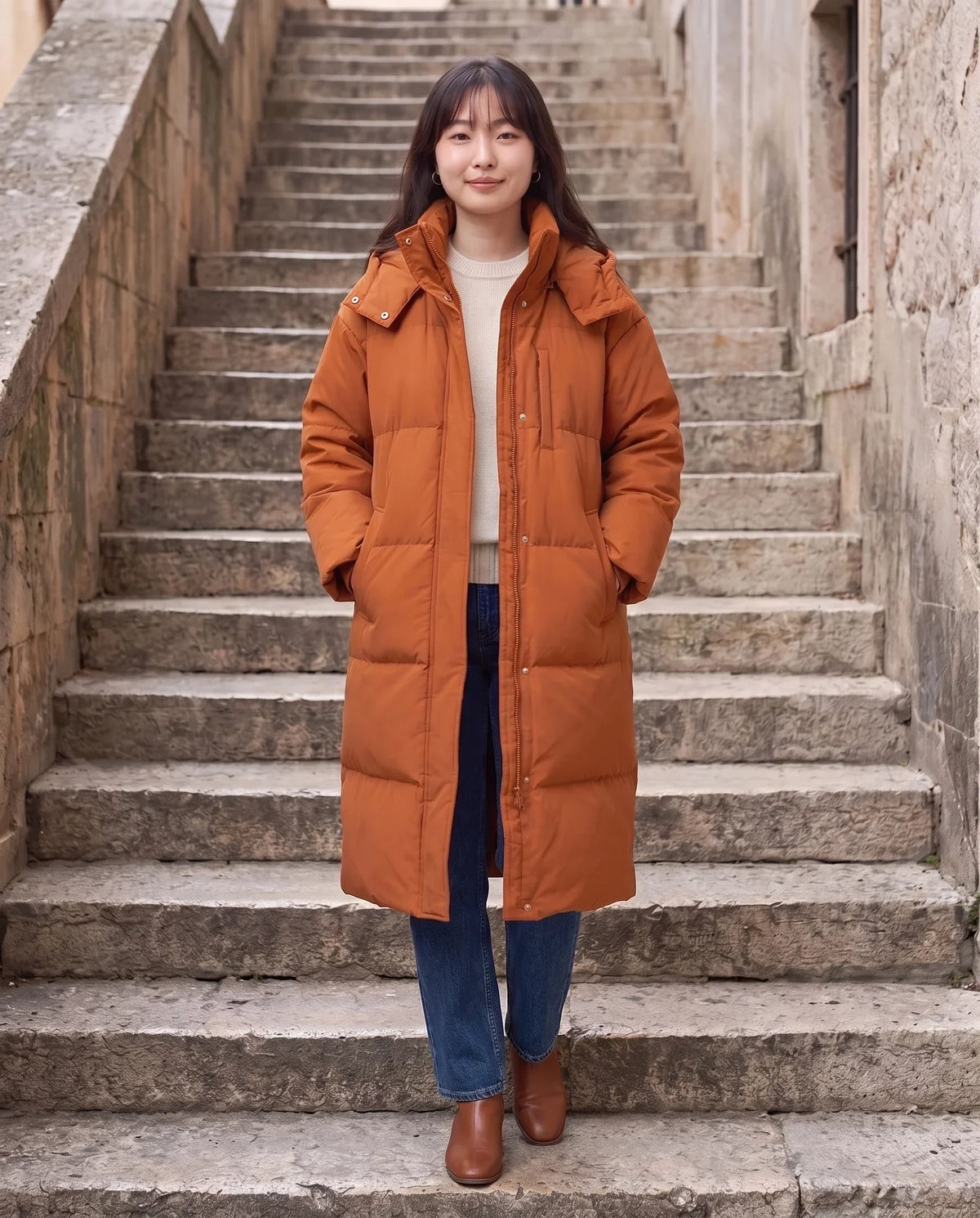 Long Oversized Hooded Puffer Jacket