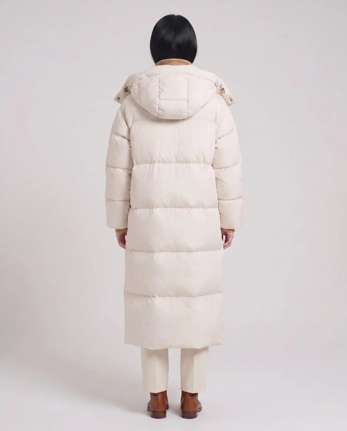 Maxi Oversized Hooded Puffer Jacket with Poppers