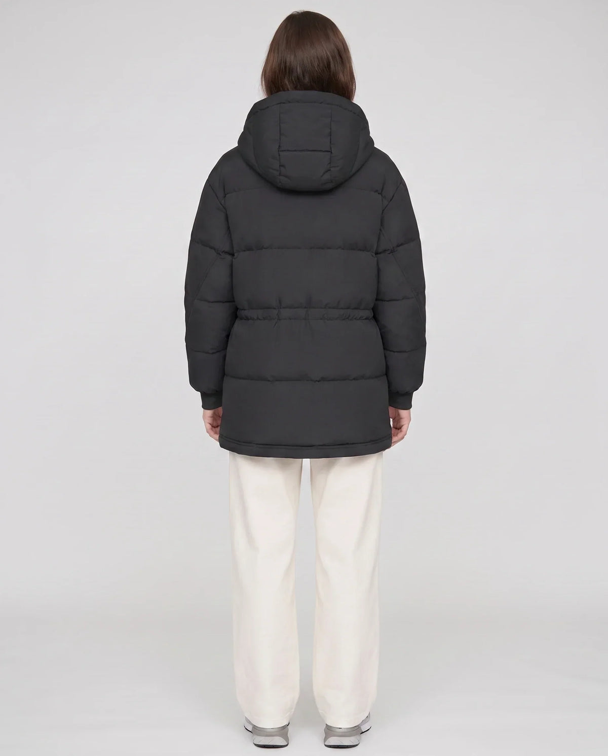 Mid-Length Parka-Style Puffer Jacket with Patch Pockets