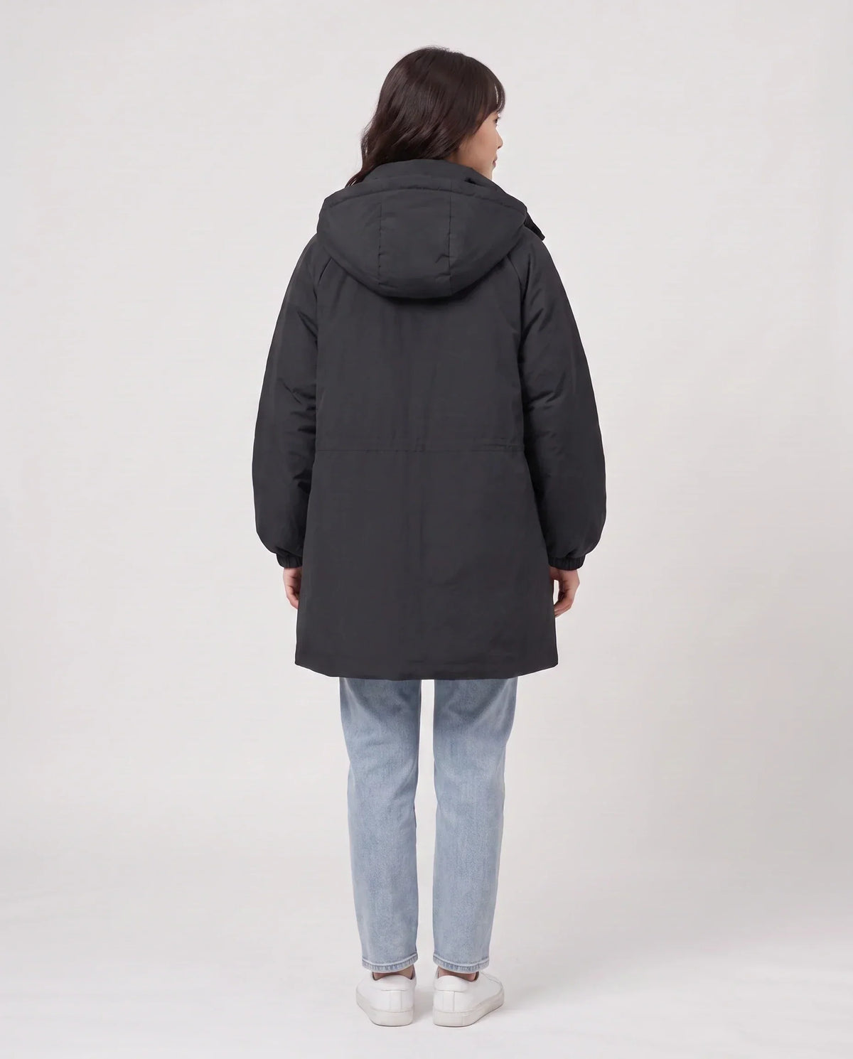 Oversized Hooded Puffer Jacket with Gathered Collar