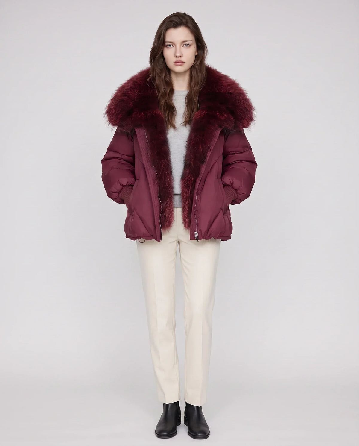 Oversized Puffer Jacket with Faux Fur Shawl Collar