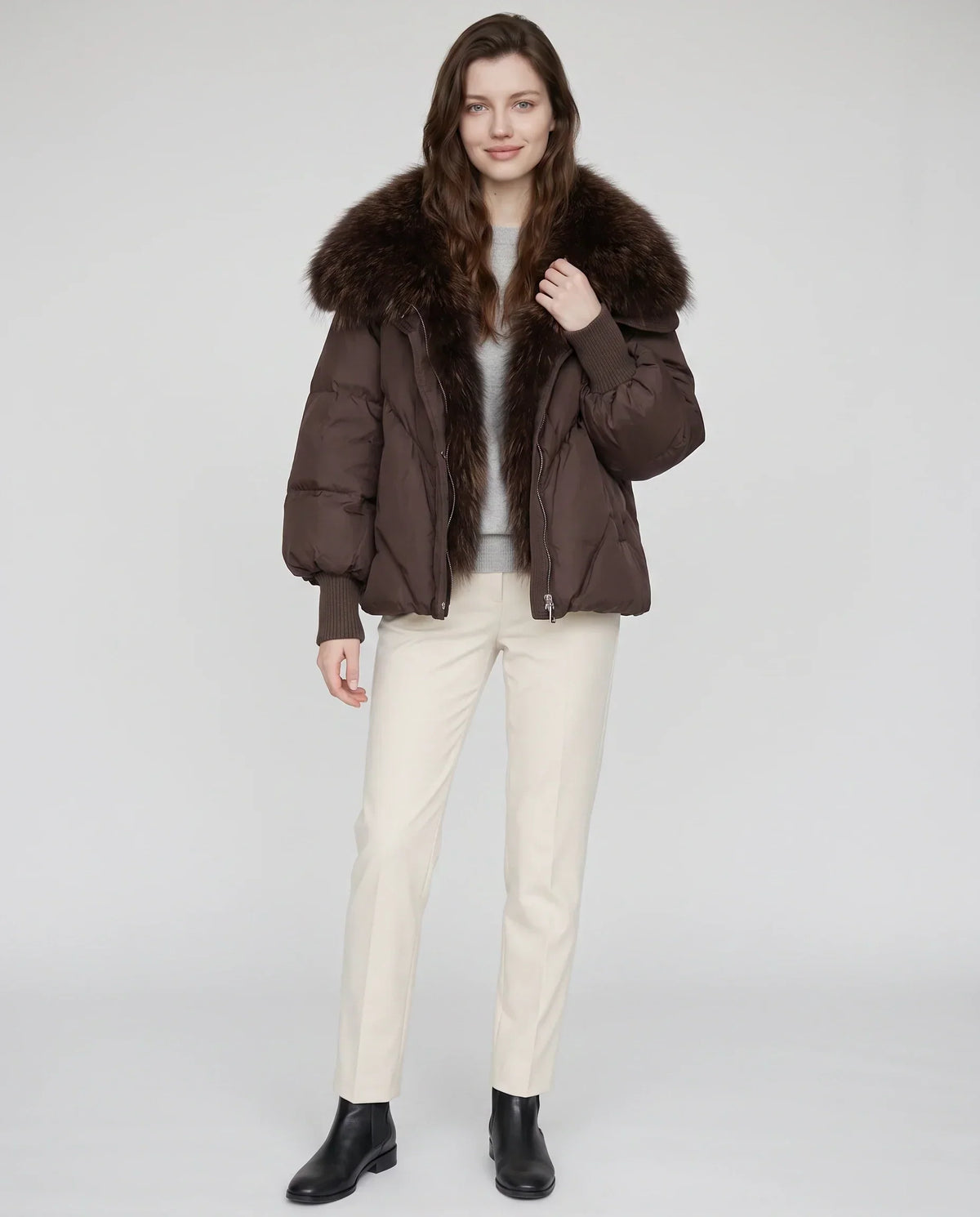 Oversized Puffer Jacket with Faux Fur Shawl Collar