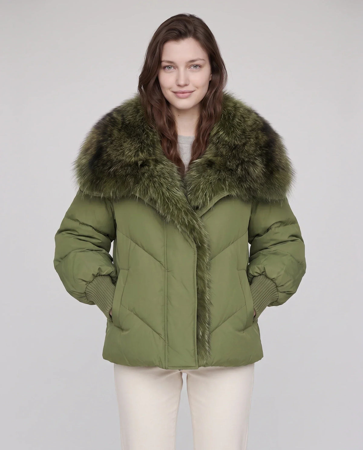Oversized Puffer Jacket with Faux Fur Shawl Collar