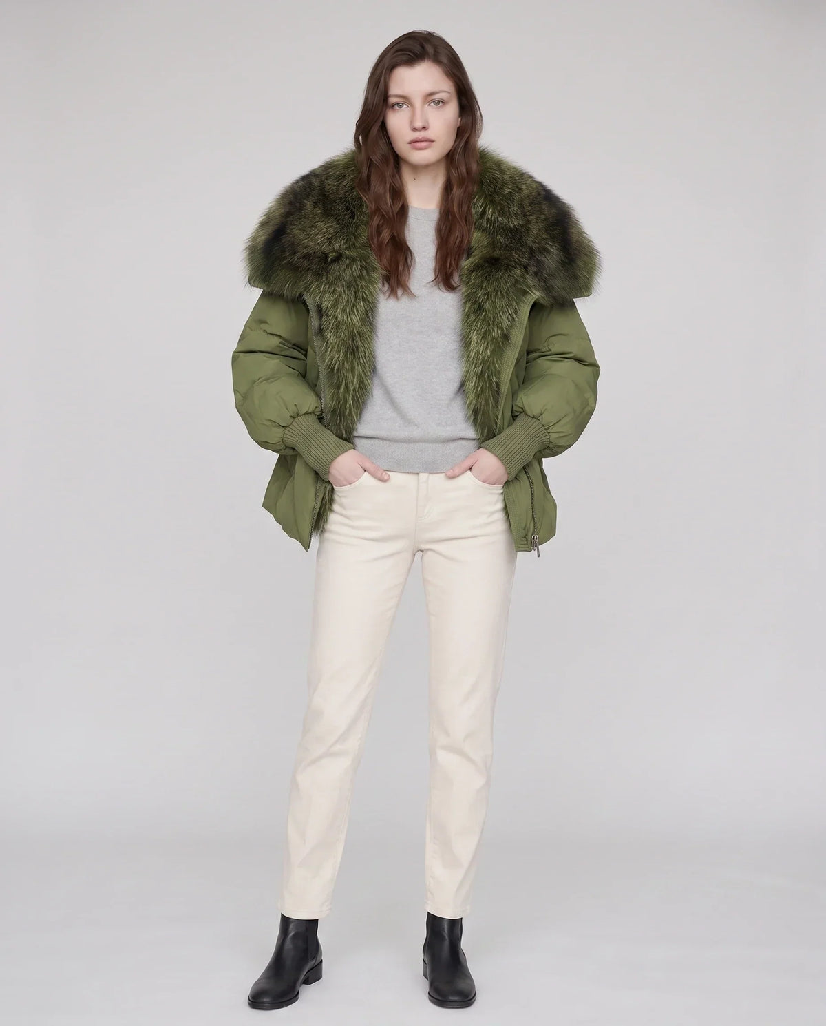 Oversized Puffer Jacket with Faux Fur Shawl Collar