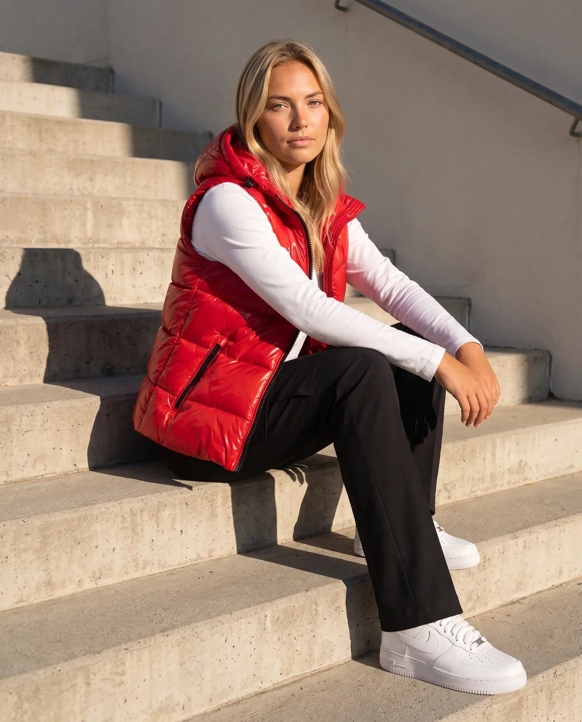 Metallic Hooded Puffer Gilet