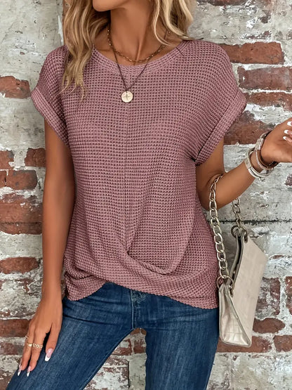 Women's Summer T-shirt with Short Sleeves and Crew Neck in Lightweight Fabric