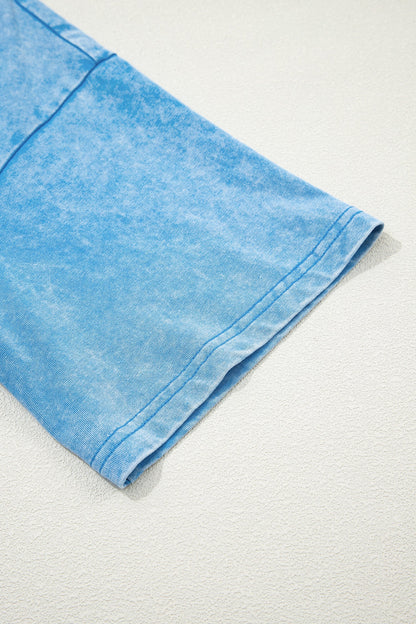 Oversized Blue T-shirt with Mineral Wash Effect