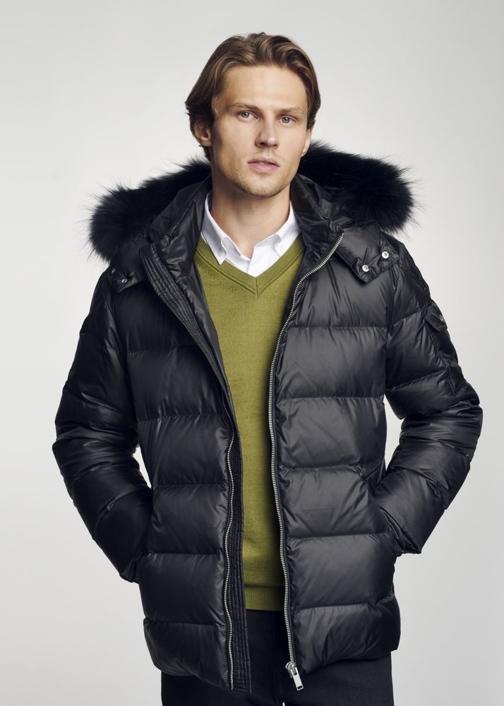 Men's Padded Hooded Puffer Jacket, Faux-Fur Trim Winter Coat