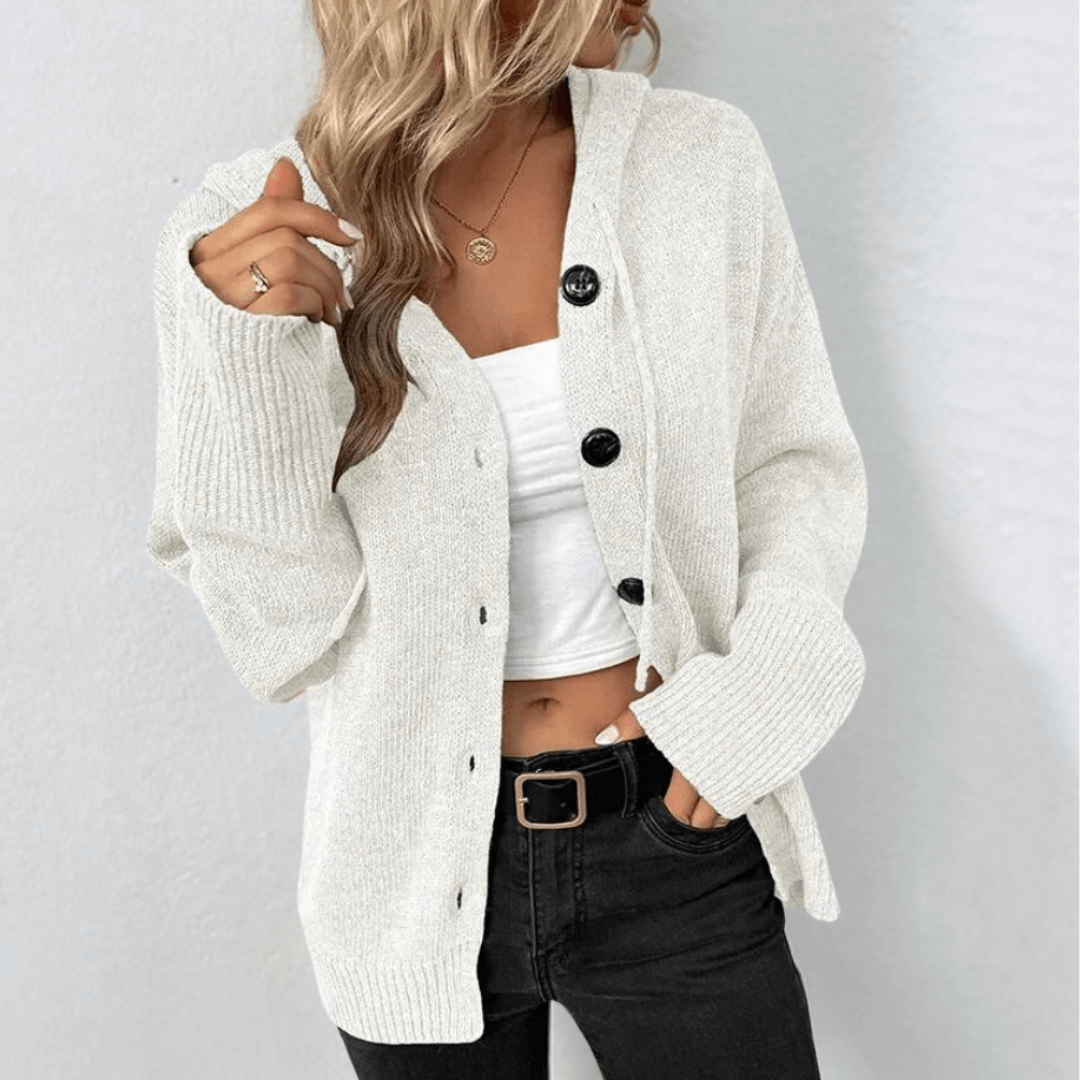 Avril Ribbed V-Neck Button Cardigan