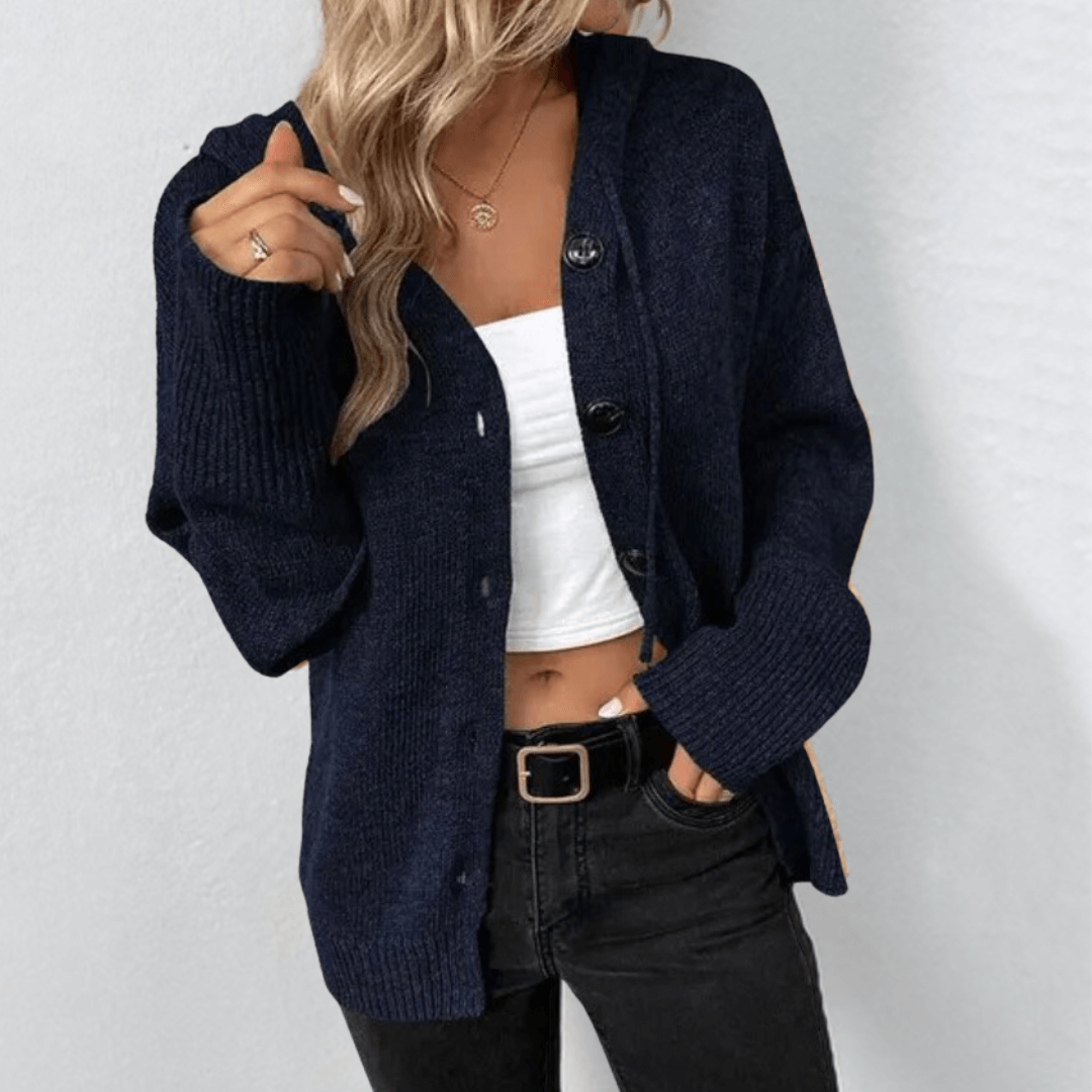 Avril Ribbed V-Neck Button Cardigan