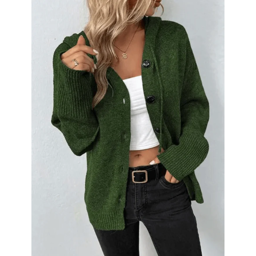 Avril Ribbed V-Neck Button Cardigan