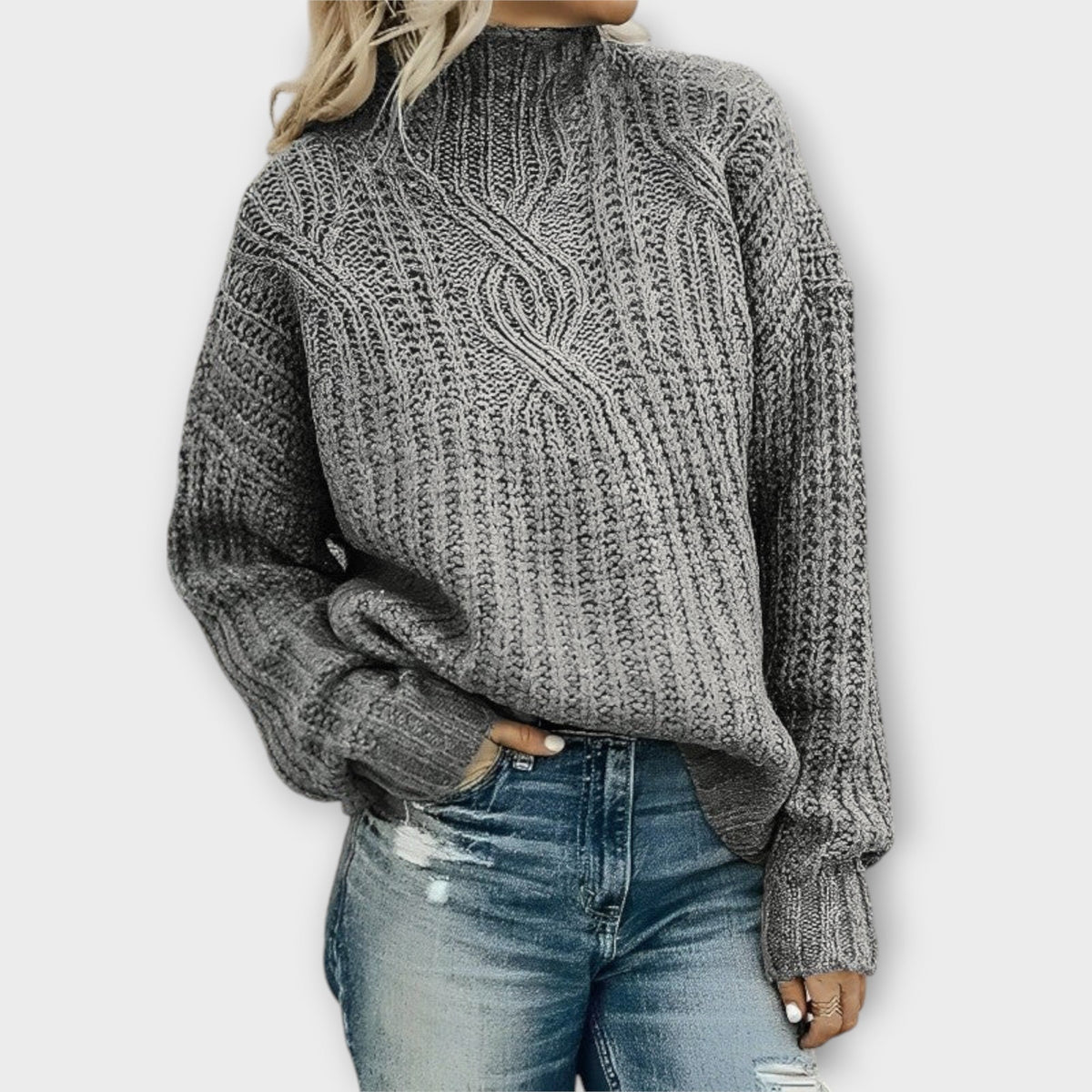 Sybil Cable Knit Funnel Neck Sweater