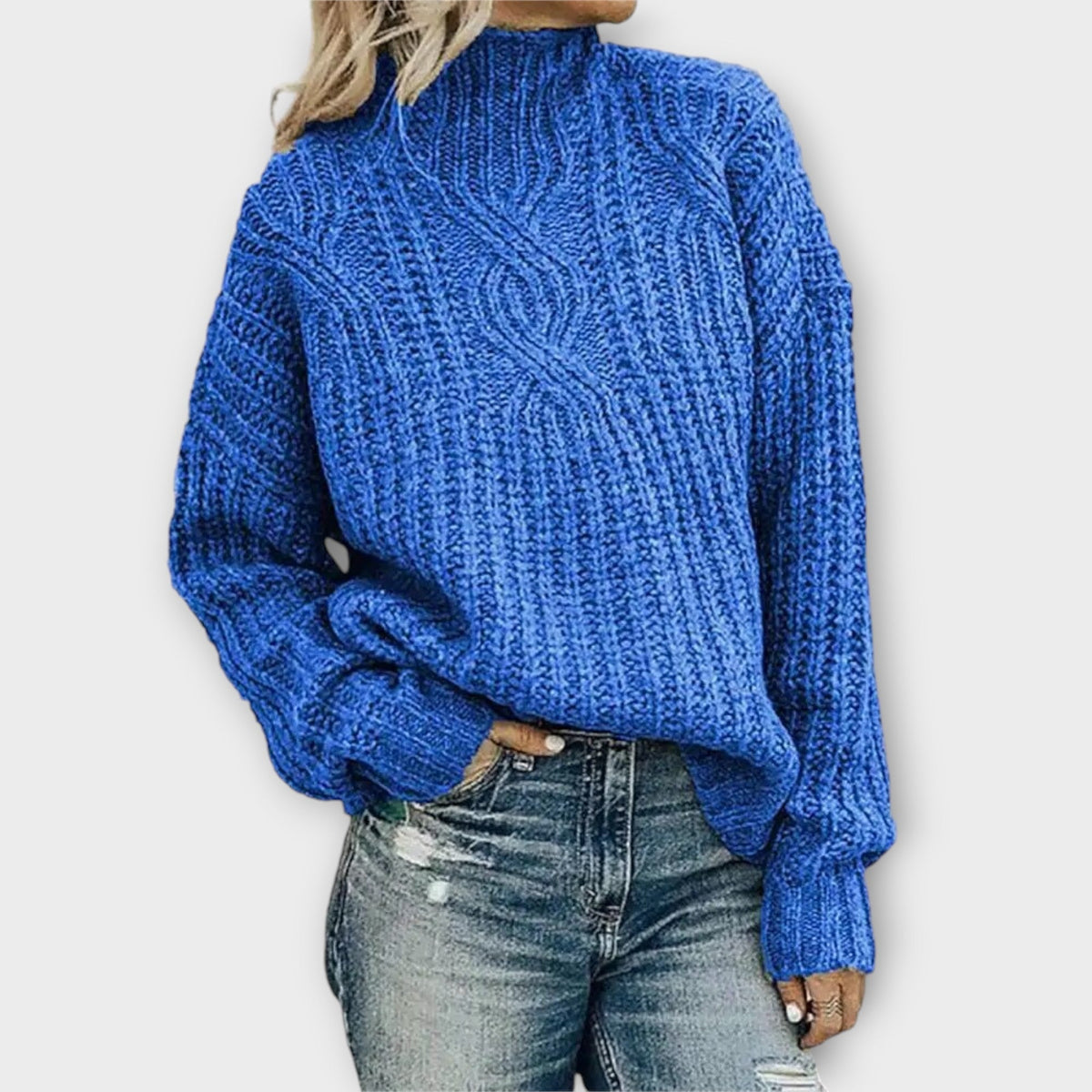 Sybil Cable Knit Funnel Neck Sweater