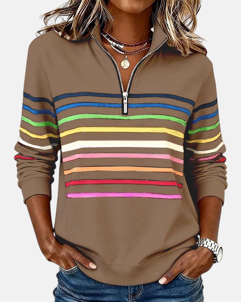 Orla-Rose Rainbow Quarter-Zip Sweater