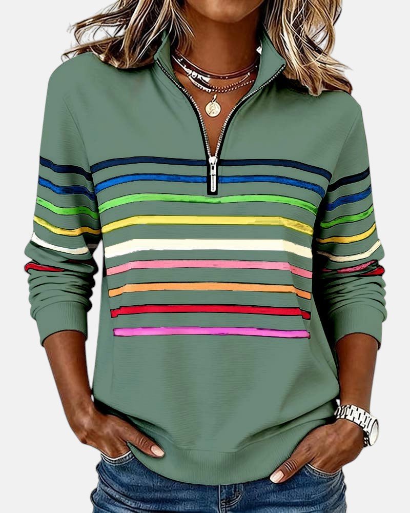 Orla-Rose Rainbow Quarter-Zip Sweater