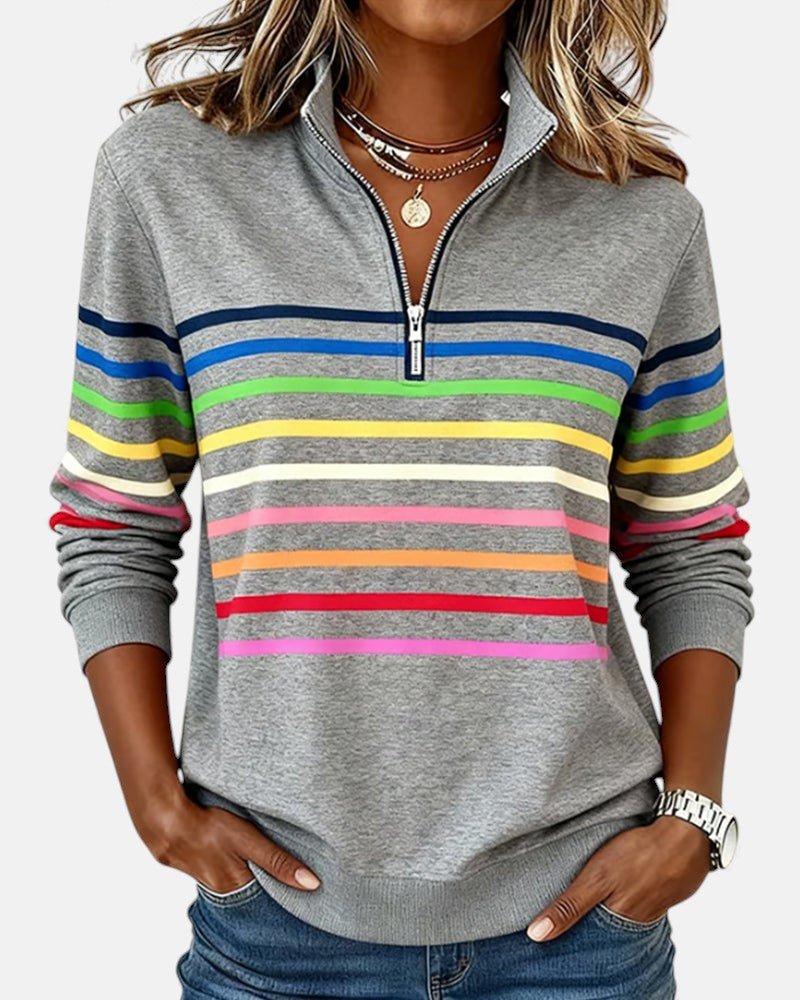 Orla-Rose Rainbow Quarter-Zip Sweater