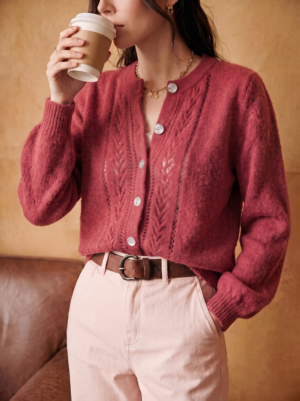 Orla-Skye Pointelle Cable Cardigan