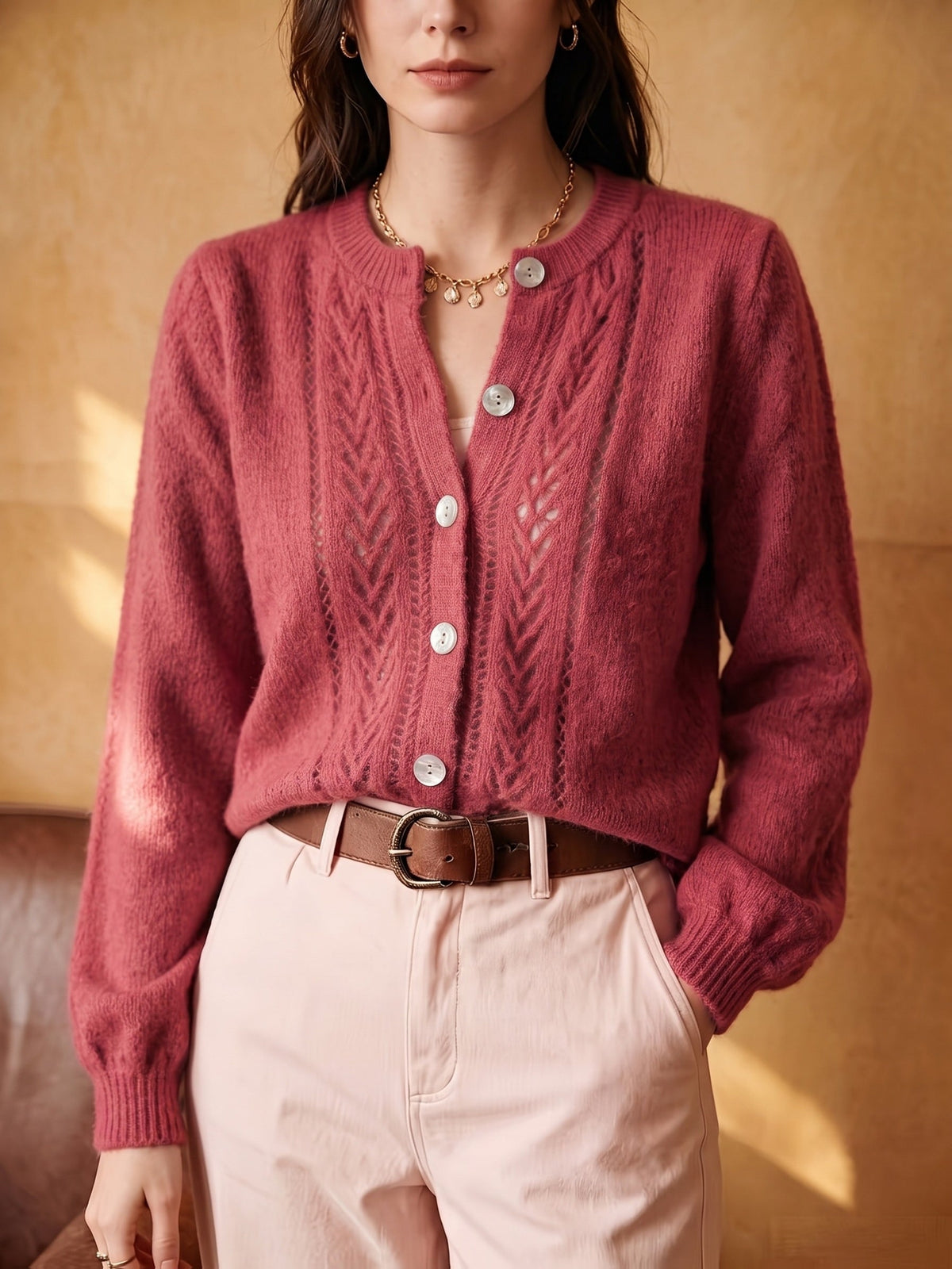 Orla-Skye Pointelle Cable Cardigan