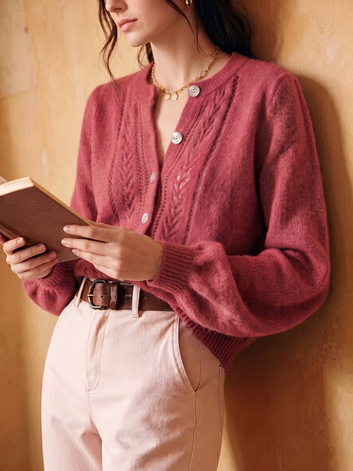 Orla-Skye Pointelle Cable Cardigan