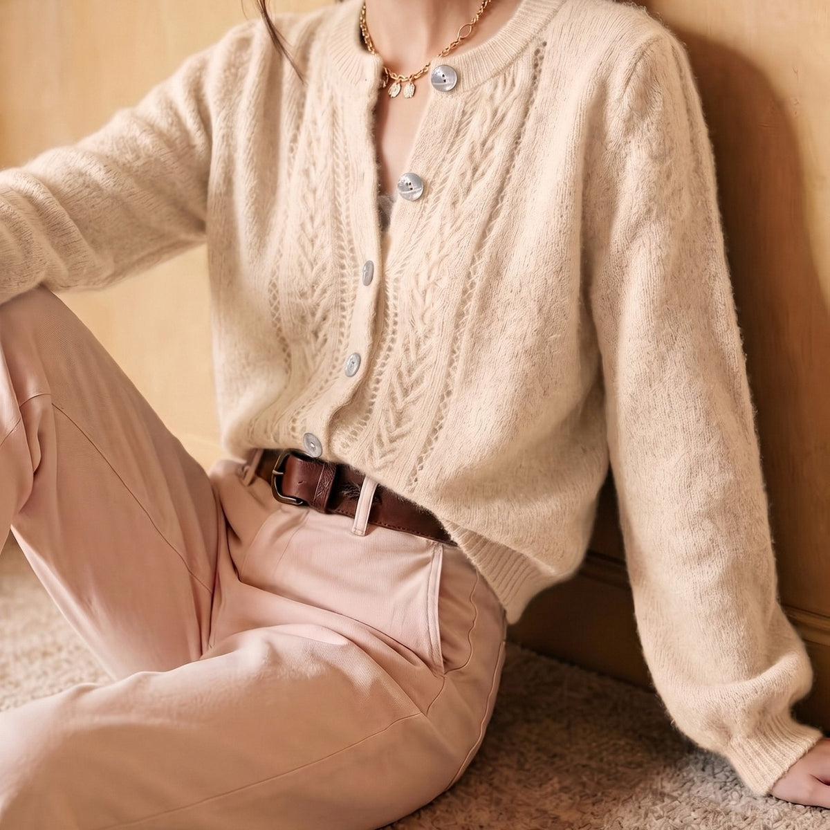 Orla-Skye Pointelle Cable Cardigan