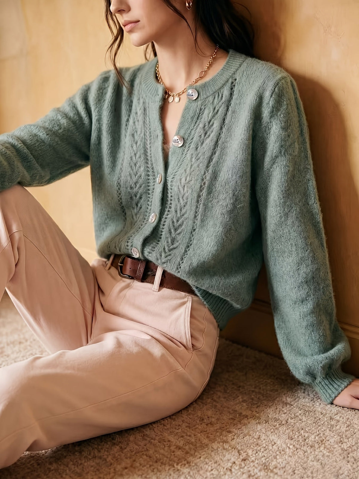 Orla-Skye Pointelle Cable Cardigan